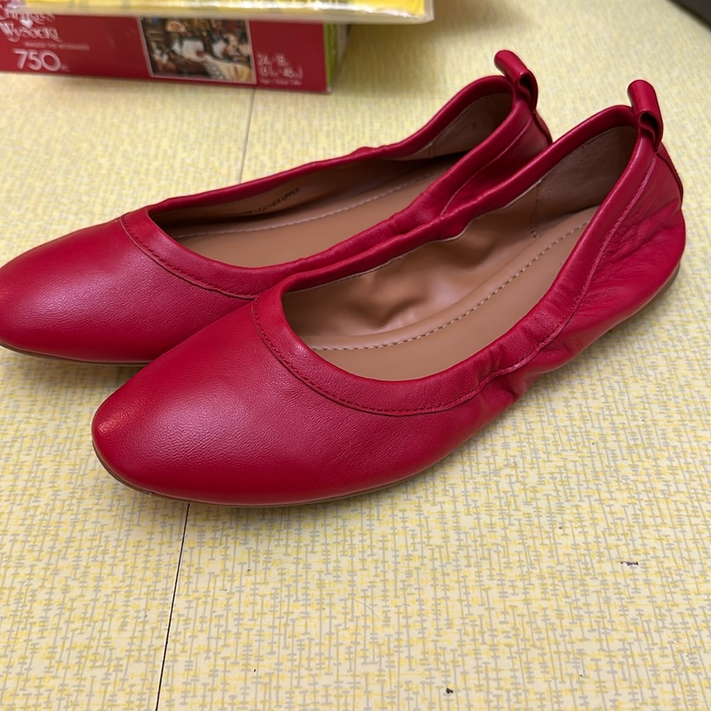 NWOT J Crew red leather flats size 7.5